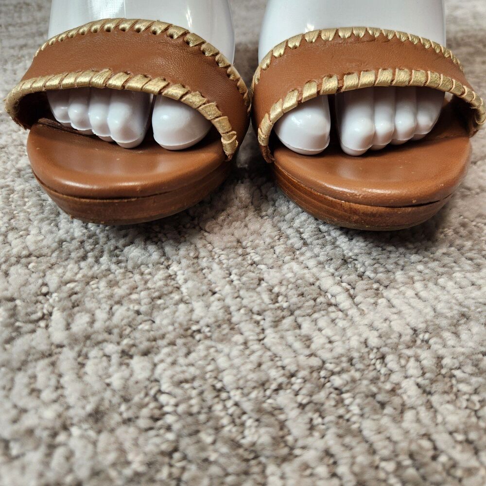 Jack Rogers Vanessa Stacked Platform Wedge Heel Sandal tan gold size 8 - Picture 3 of 12